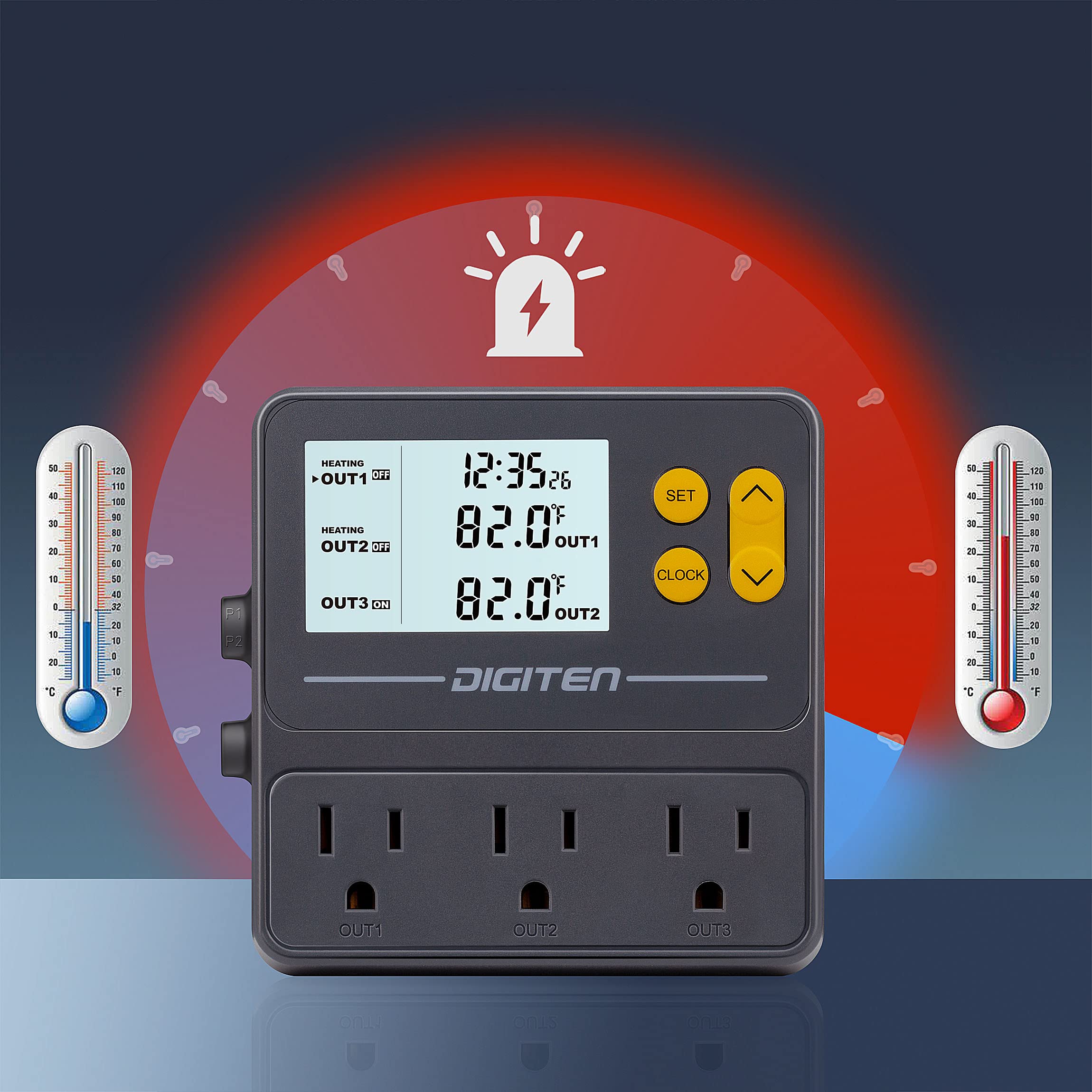 Reptile Temperature Controller, 3 Outlet Timer Thermostat For Grow Tent, Incubation, Snakes, Fish Tank, Heater, Humidifiers, Bal